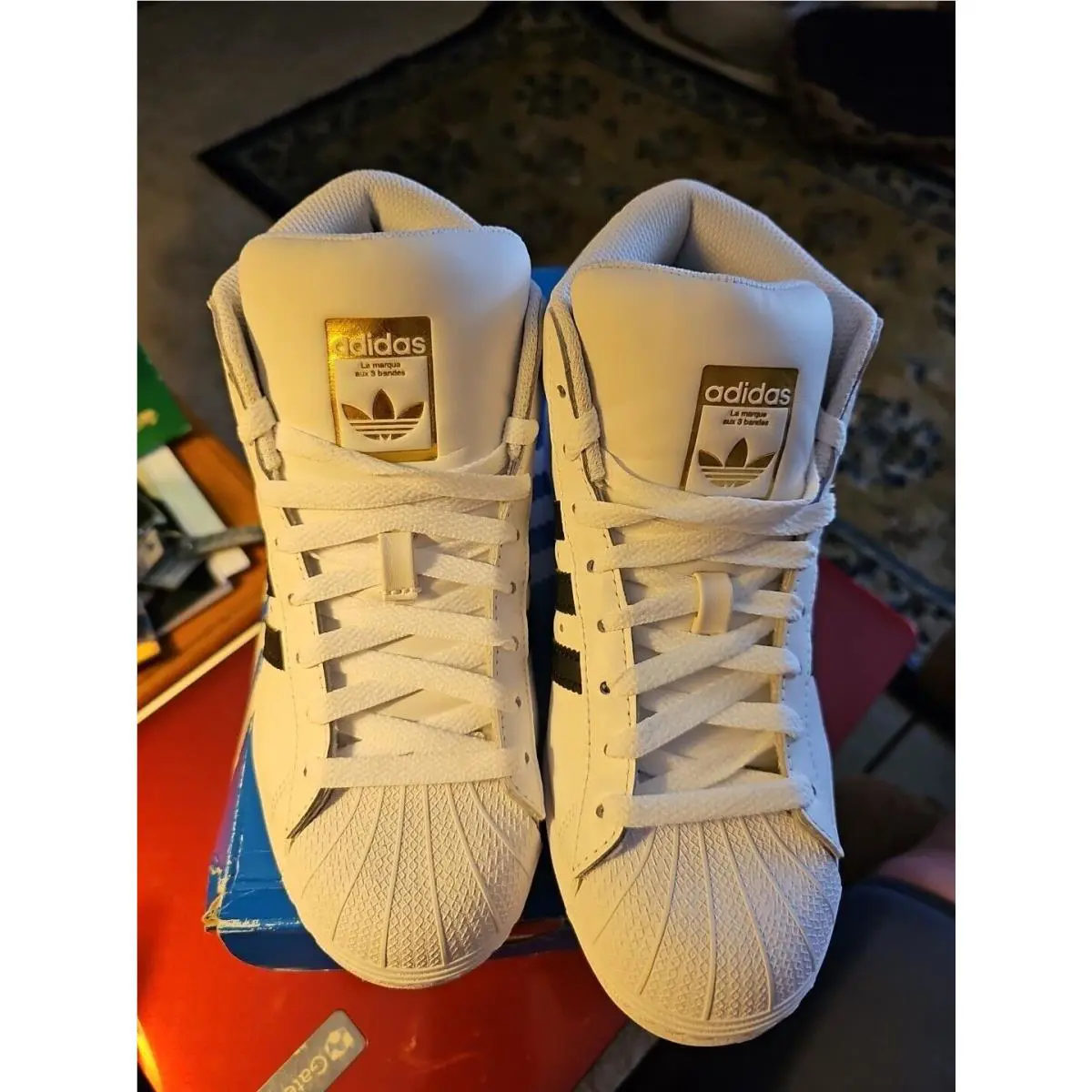 Adidas Pro Model J `white Black Gold Grade School FV5724 sz 5.5