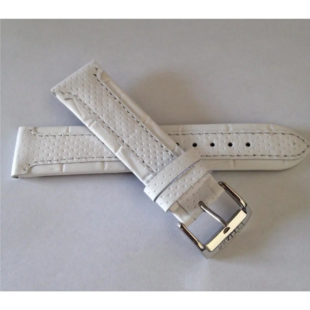 Citizen Unisex AT2200-04A White Leather Band Silver Buckle Watch Replacement
