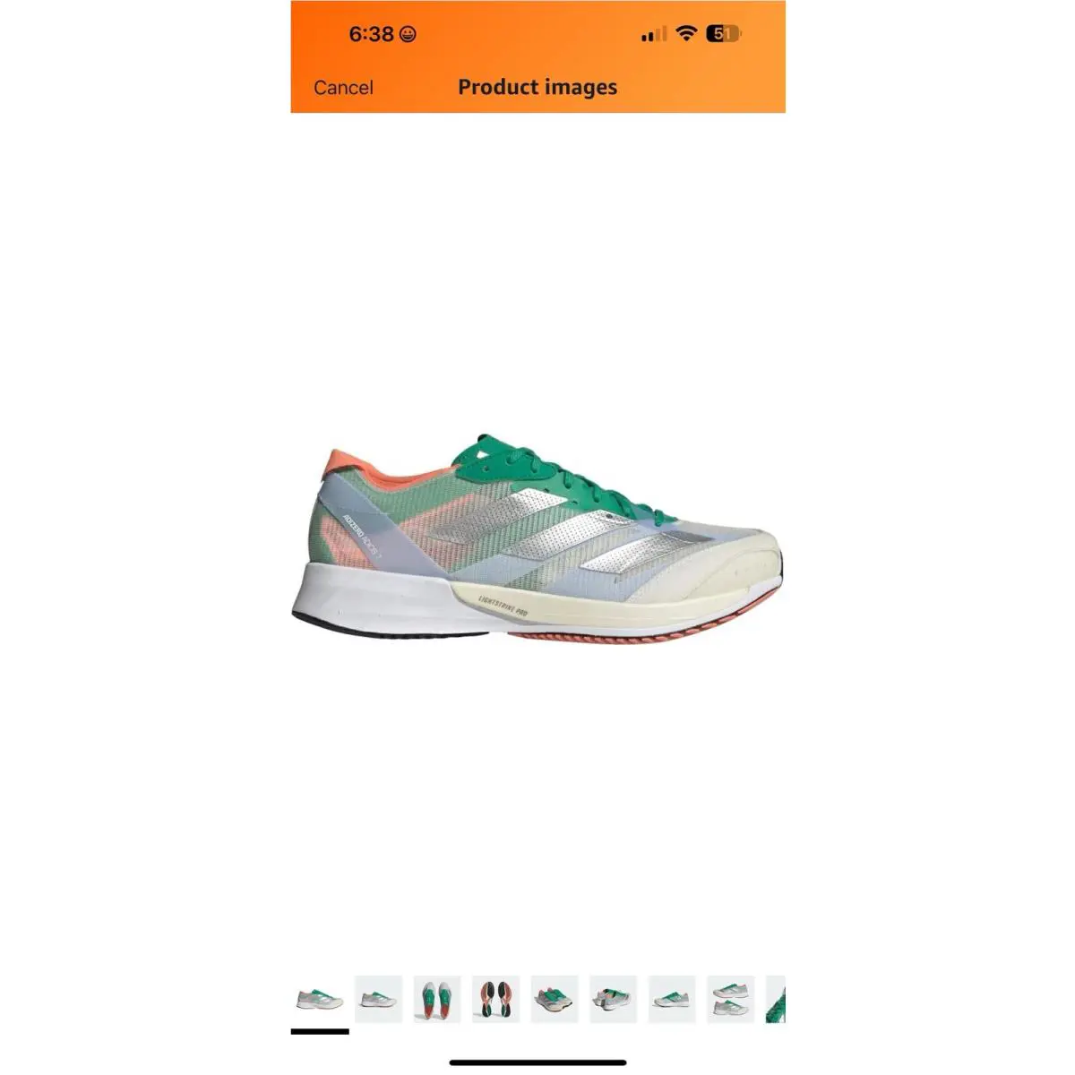 Adidas shoes - Adizero Adios 7 - Adizero Adios - JR1094 - White/Silver/Cougrn 10