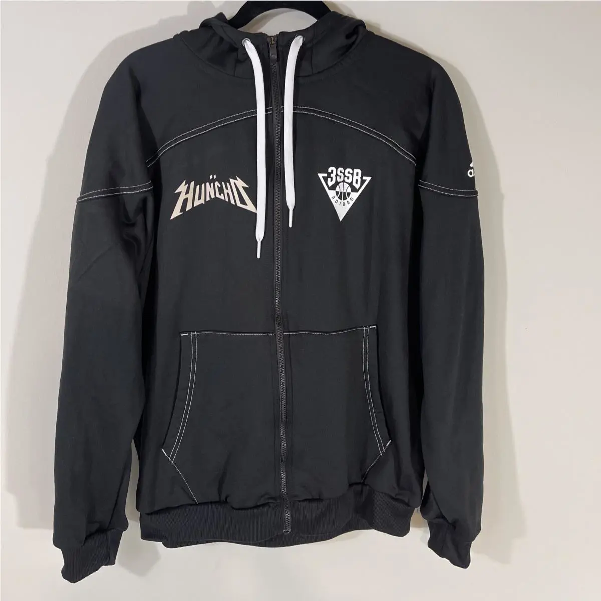 Adidas 3SSB Black Hoodie Jacket Size Large