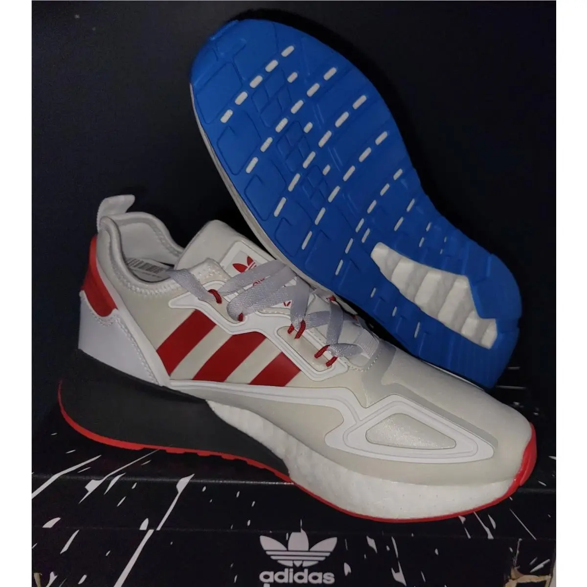 Adidas shoes - ZX 2K BOOST - BOOST - CLOUD WHITE/SCARLET/CORE BLACK (UPC: 194817274553) 1