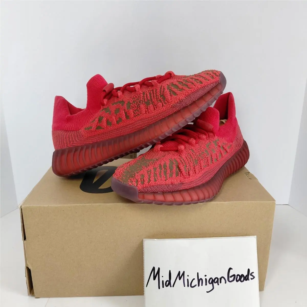 Size 9 Men`s Adidas Yeezy Boost 350 V2 Cmpct Slate Red Lace Up Athletic Shoes