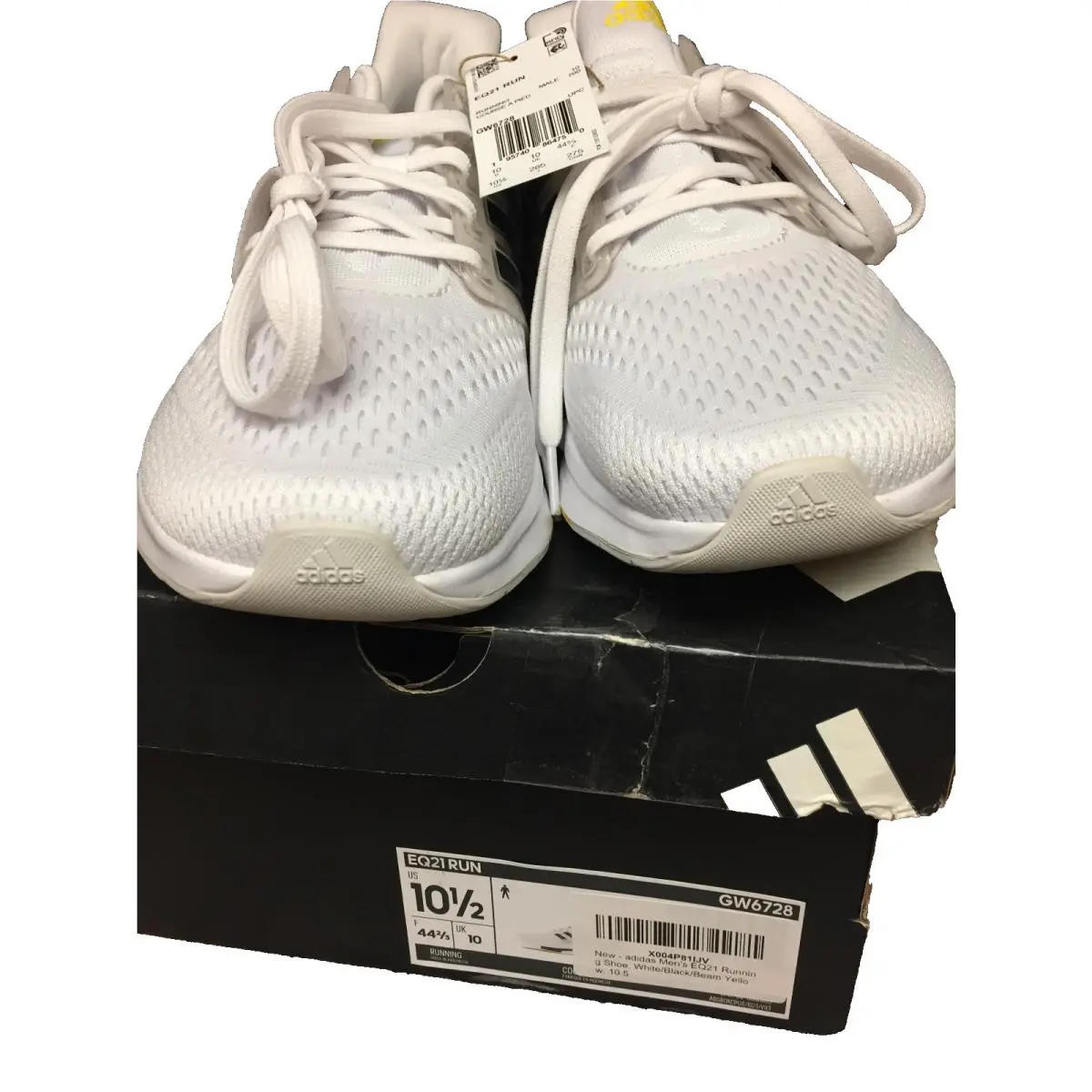 EQ21 Run White Beam Yellow Running Shoes Mens 10.5 GW6728 Oct 2024 by Adidas