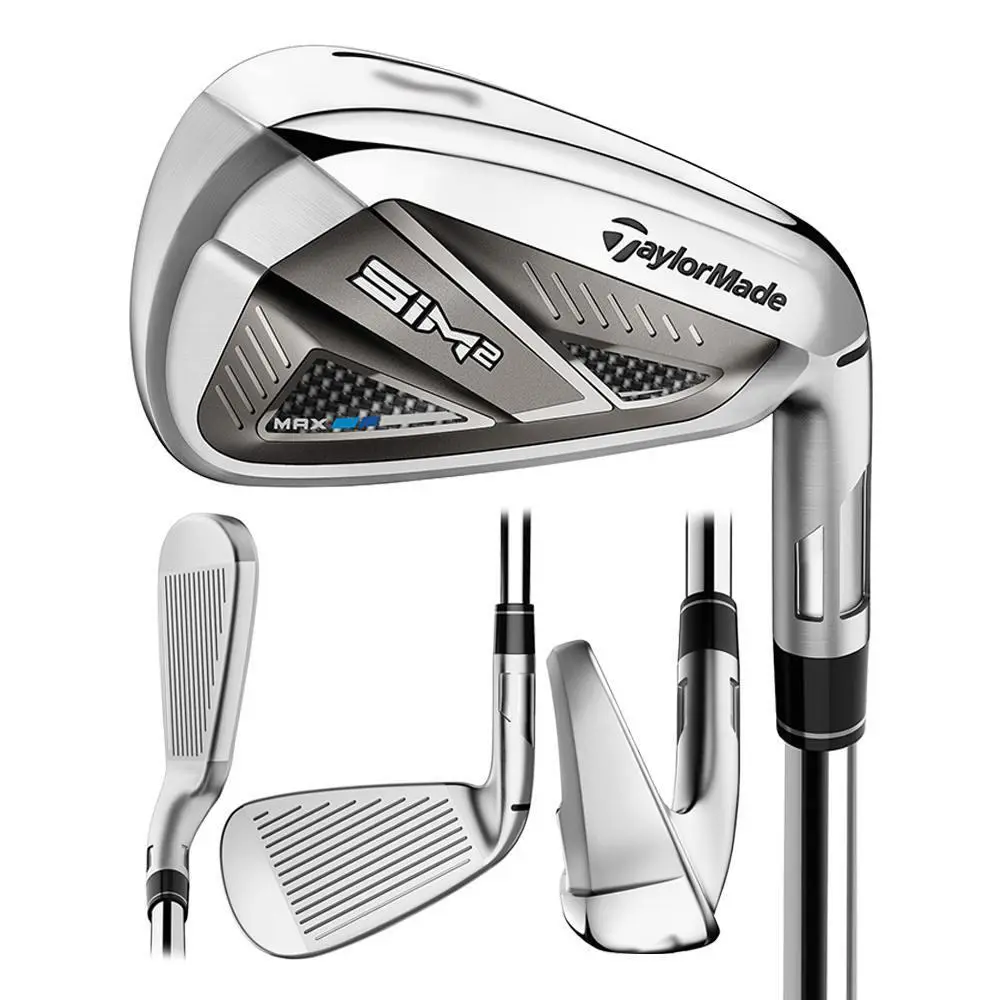 Taylormade Men SIM2 Max Iron Set - 21 RH 5-PW AW Graph Reg - Chrome