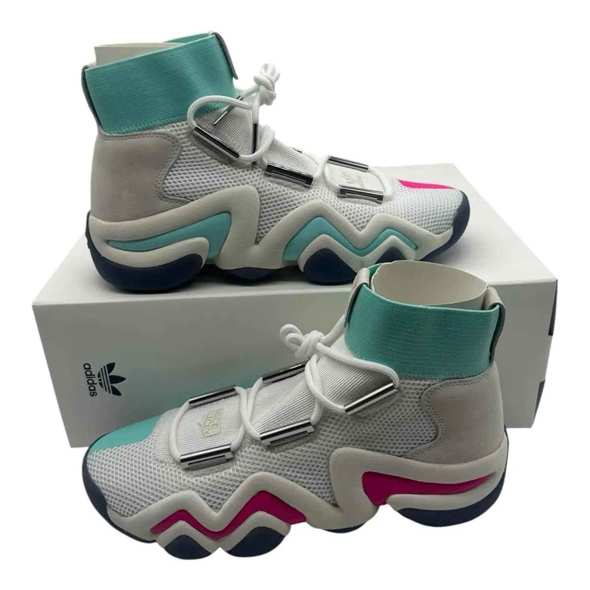 Adidas Nice Kicks x Crazy 8 Adv Shoes Mens Sz 9.5 White/aqua/pink Sneaker DB1788 - White, Manufacturer: White/Teal/Purple