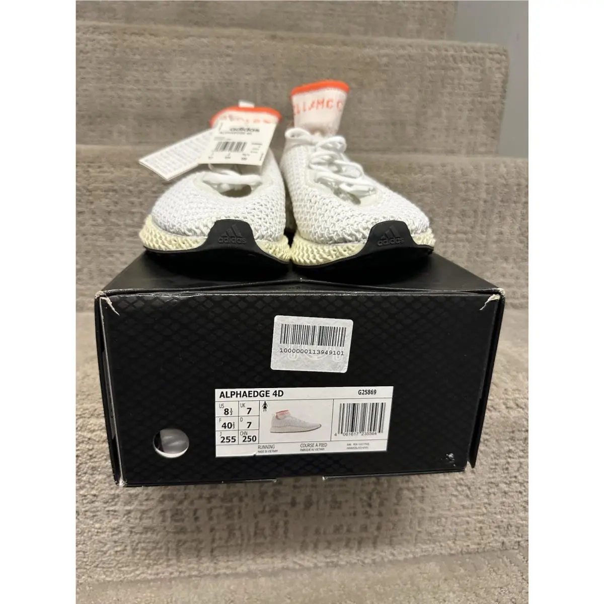 Adidas Stella Mccartney Alphaedge 4D Running Shoes White Orange Women’s 8.5