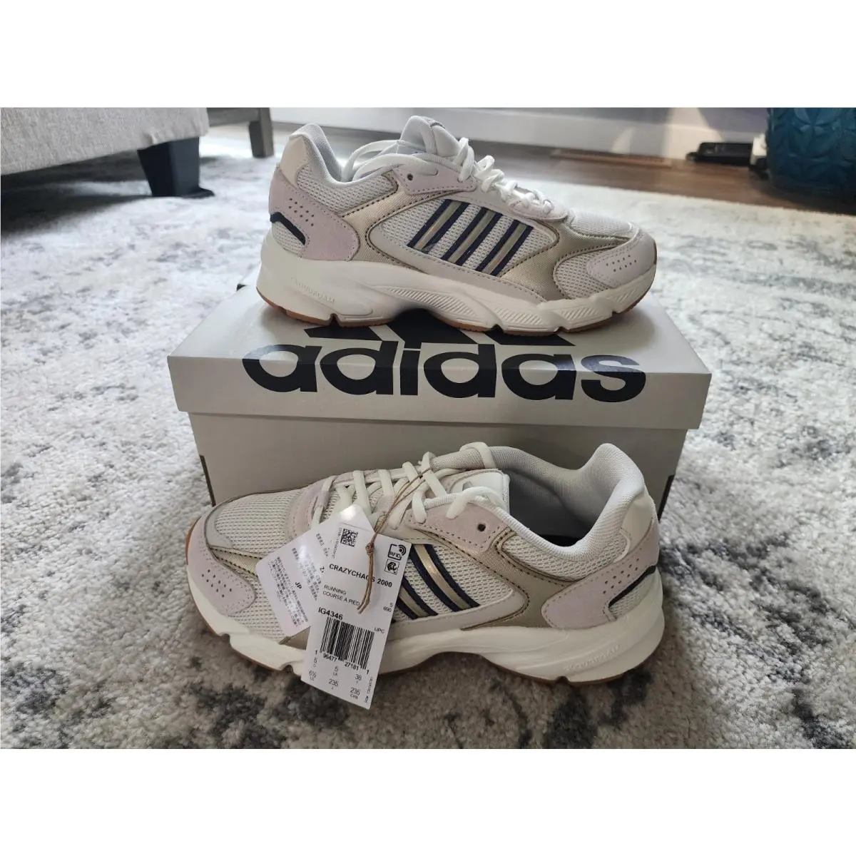 Crazychaos 2000 Running Sz 6.5 Womens Off White Sneakers Athletic Shoes by Adidas