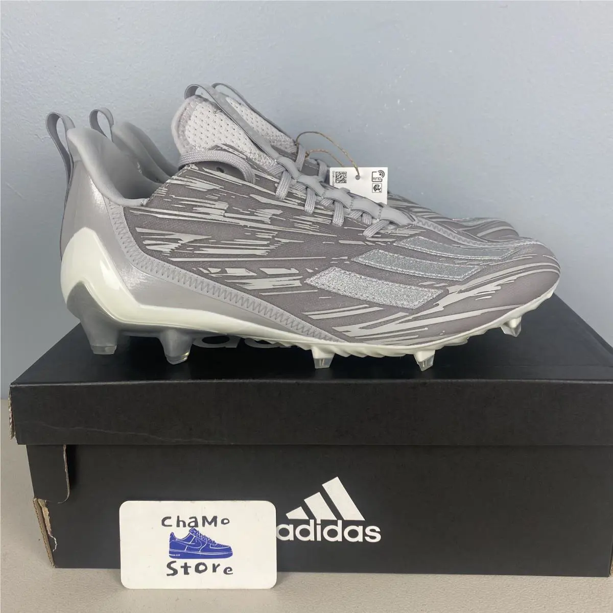 Adidas Adizero Silver Metallic Grey Football Cleats GX5414 Men Size 12