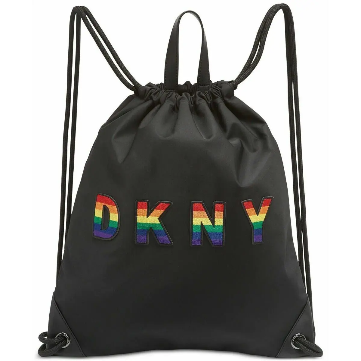 Dkny Pride Embossed Logo Drawstring Backpack Bag Crossbody Black by DKNY