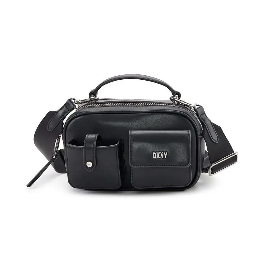 Dkny Zyon Small Camera Bag - Black Silver-tone - Exterior: Black