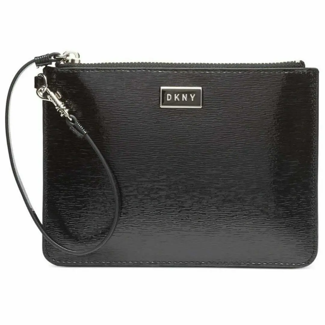Dkny Gigi Leather Wristlet Black - Exterior: Black