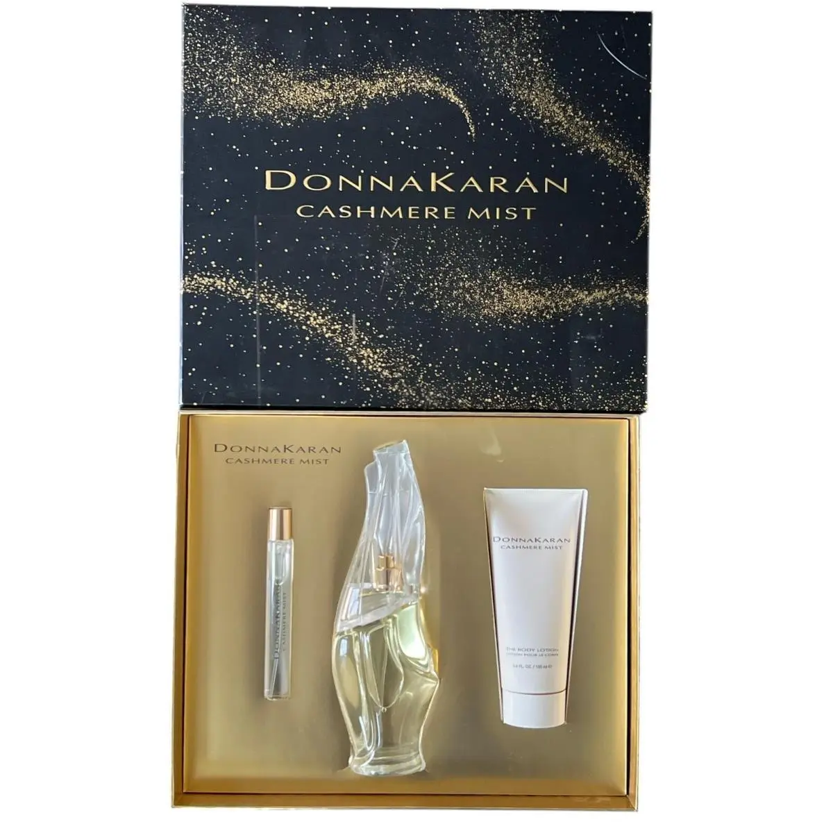 Cashmere Mist by Donna Karan 3 Piece Gift Set: 3.4oz Edp Spray 0.34oz Edp Rare