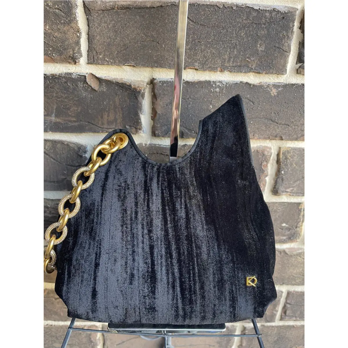 Dkny Donna Karen Lawrence Wristlet Satchel Black Velvet