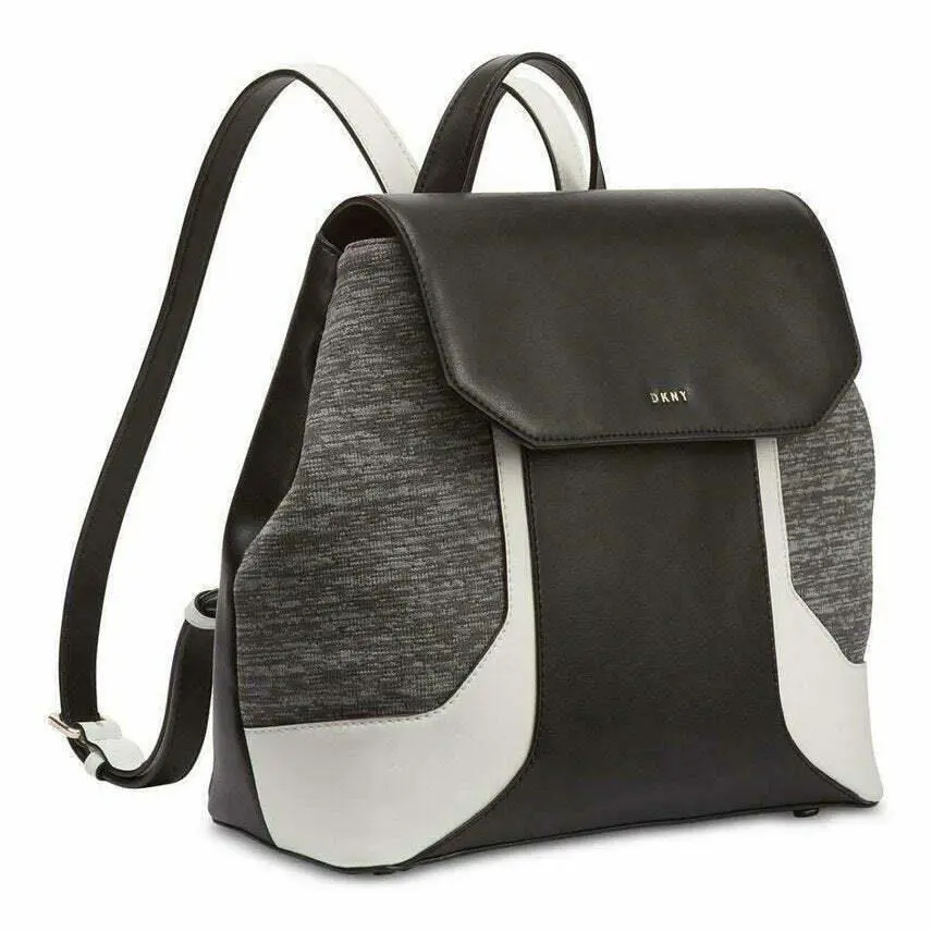Dkny Jade Flap Black Leather Backpack