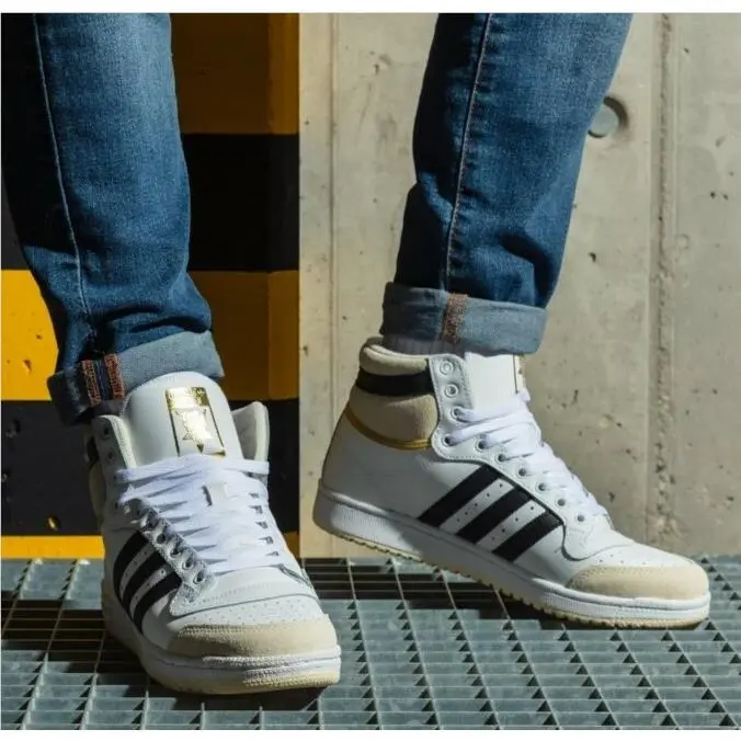 Adidas Top Ten HI S24134 Men`s Basketball Shoes White/black/gold Size 9.5 US