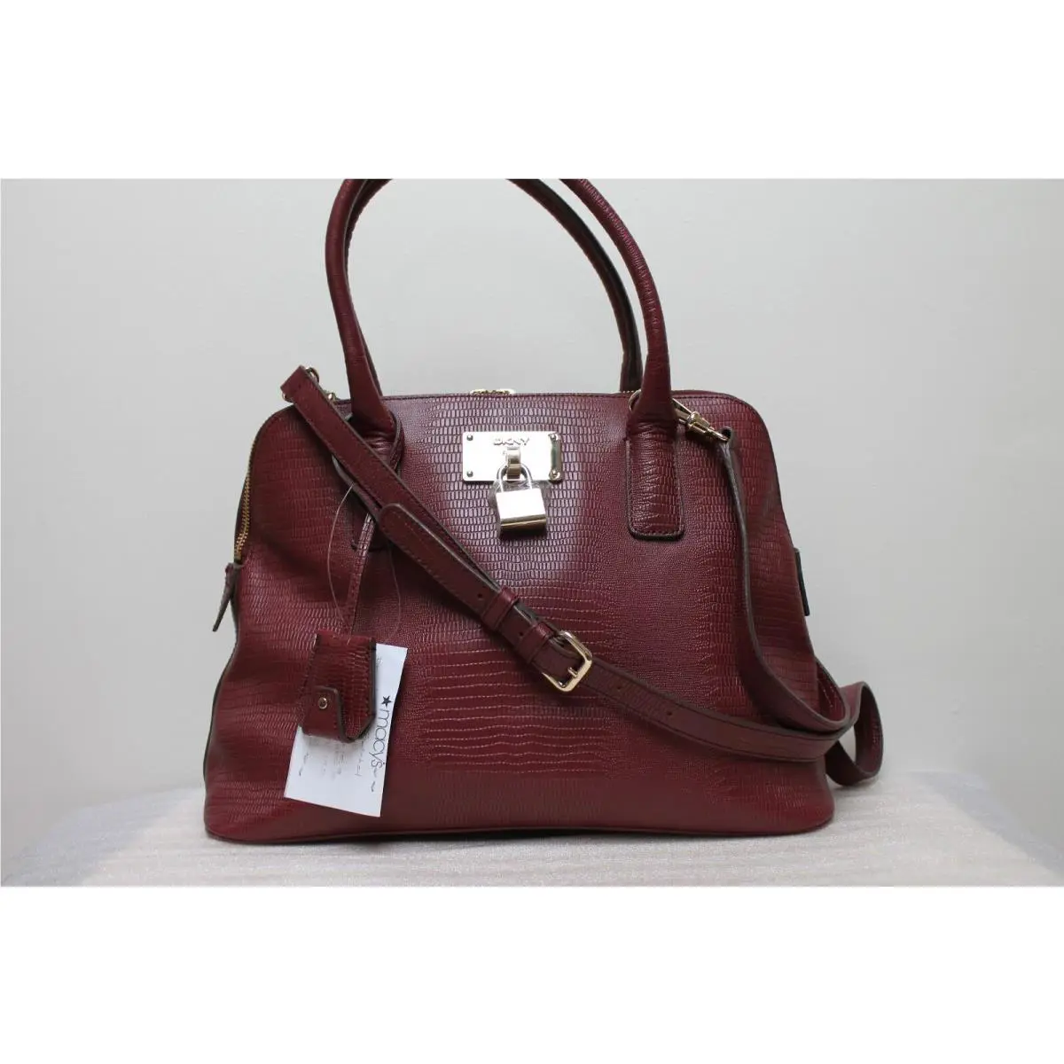 Dkny Satchel Bags Brown Beekman Lizard French Grain Round Satchel Bag
