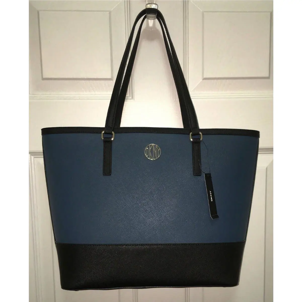 Dkny Bryant Park Saffiano Leather Blue Tote Large Purse Shoulder Bag Handbag