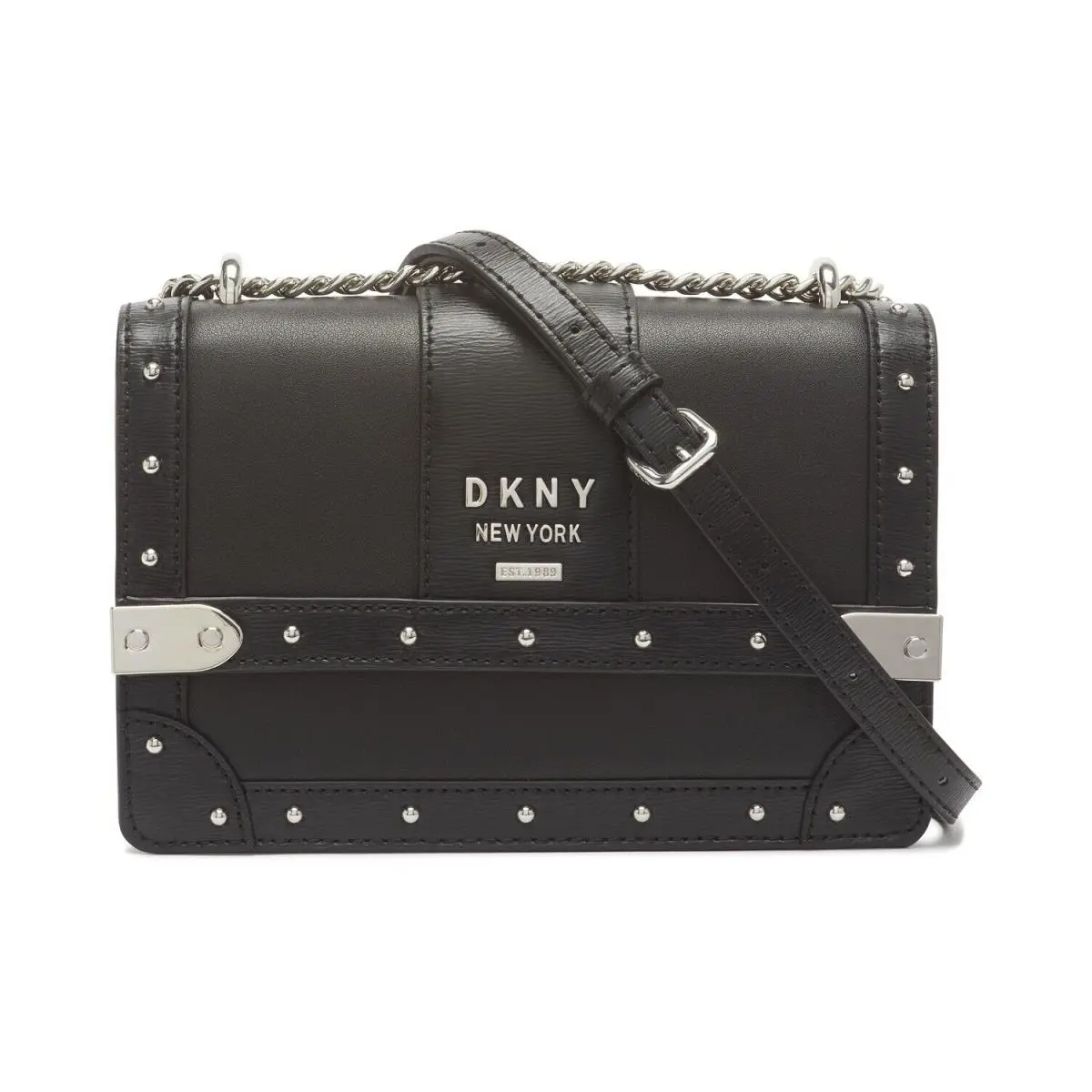 Dkny York Black Leather Studded Louise Small Shoulder Flap Flap by DKNY