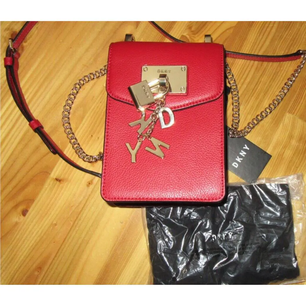 Dkny Red Cow Leather Crossbody/shoulder Bag Purse W/dustbag Nice