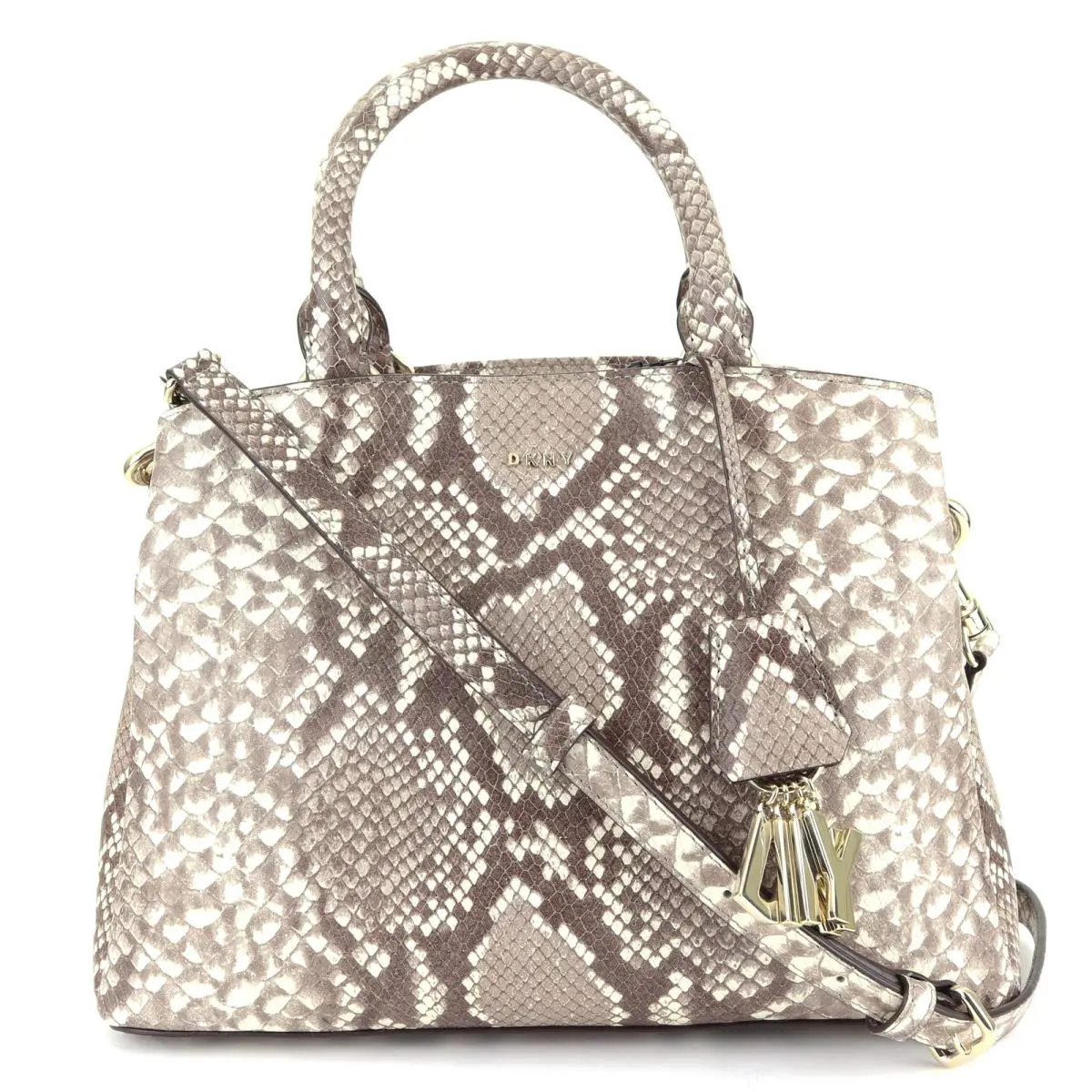 Dkny Paige Snake Embossed Satchel / Purse / Shoulder Bag Natural Beige