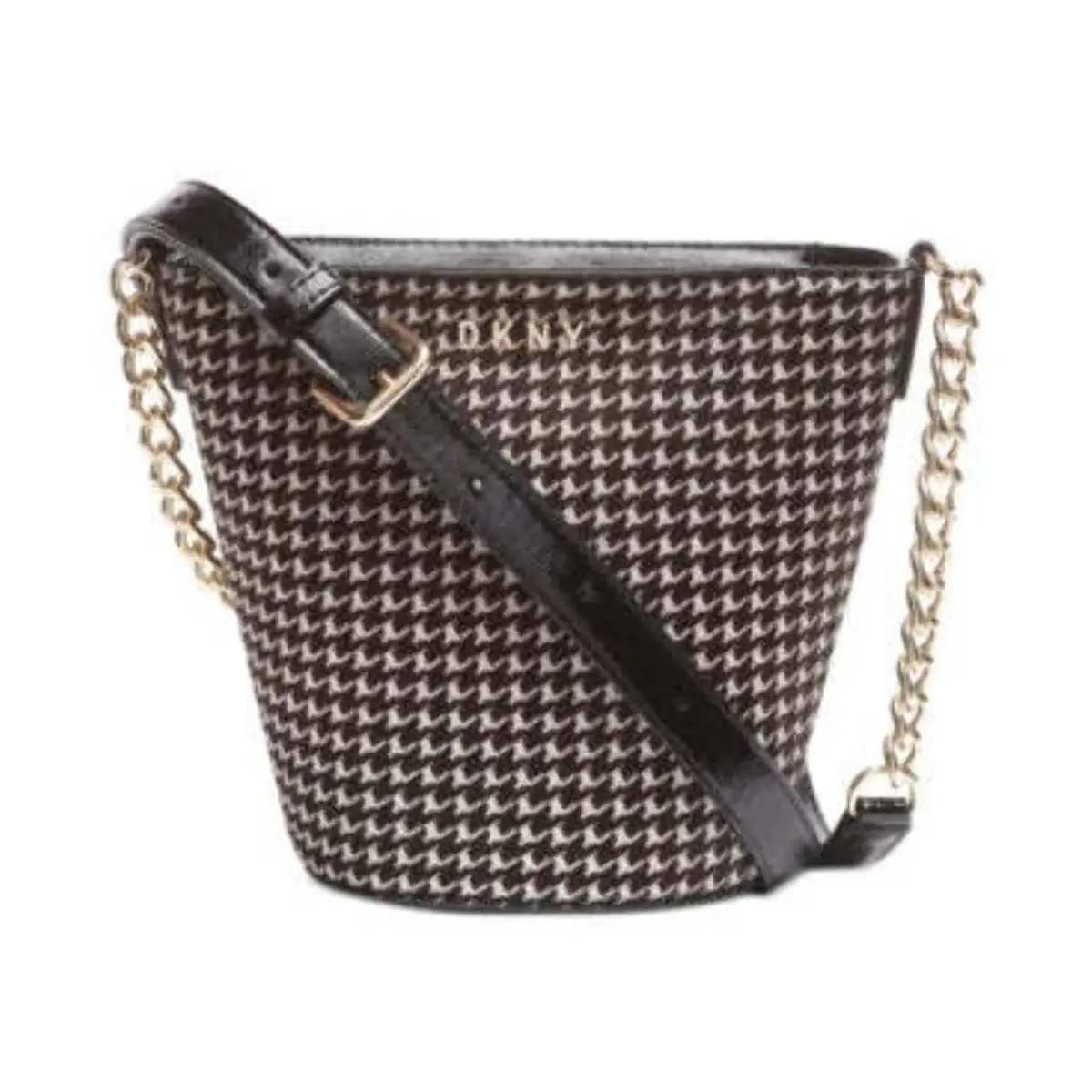 Dkny Kim Chain Bucket Leather Bag - Black/gold