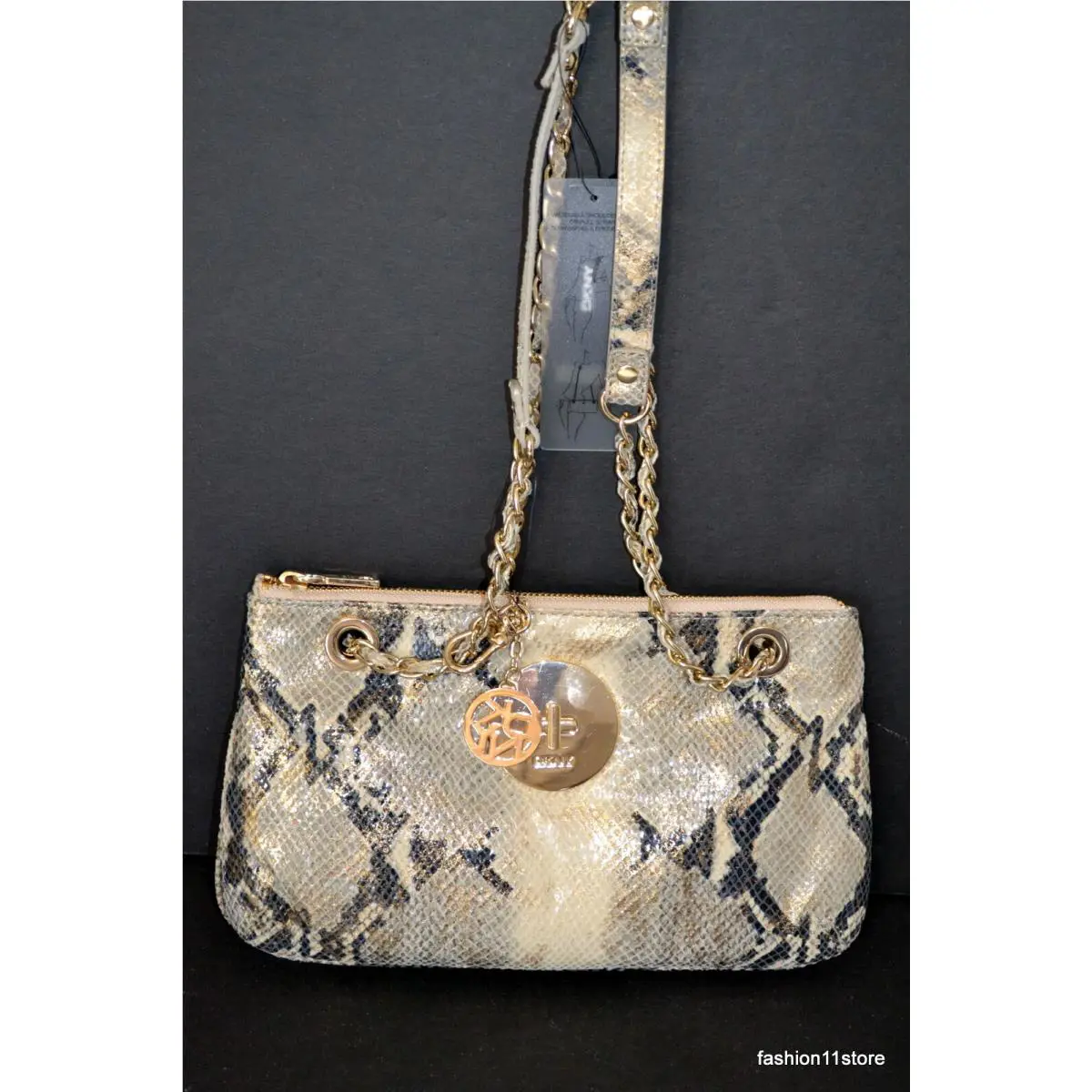 Dkny Metallic Python Handbag Bolsa Sac Väska Handtasche Сумка