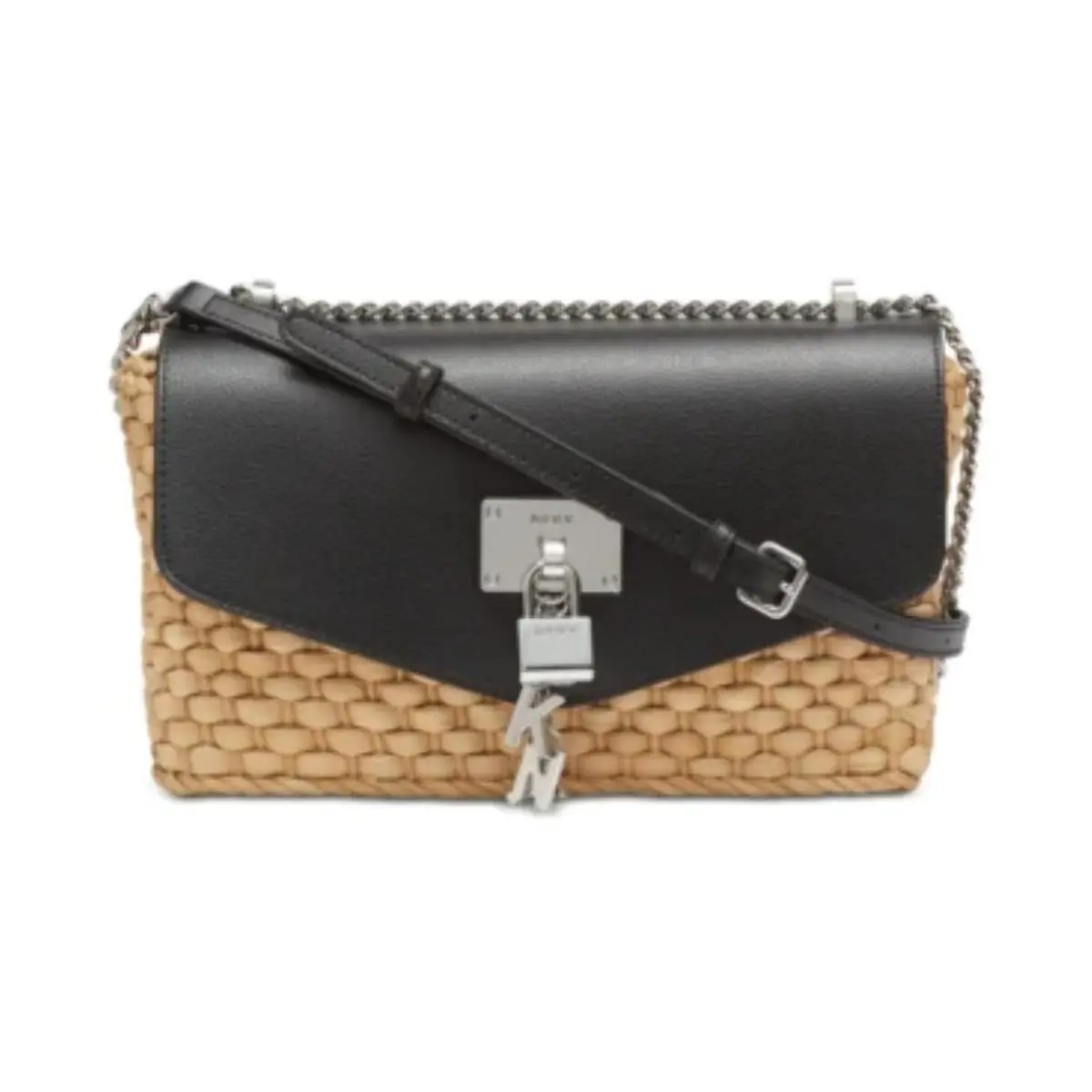Dkny Elissa Woven Flap Shoulder Bag Black/silver