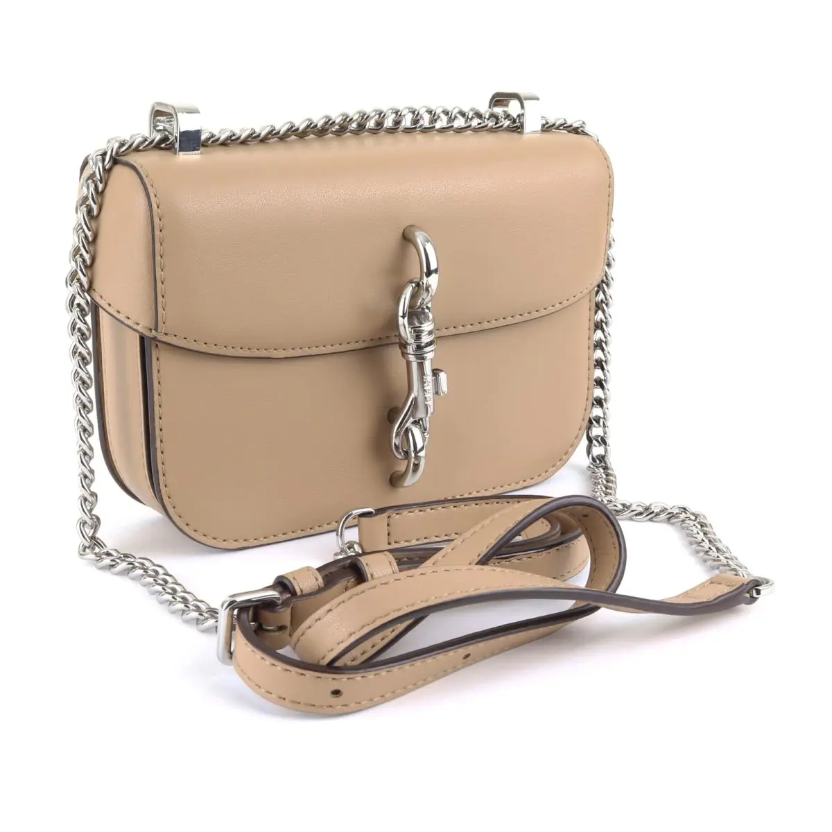 Dkny Ink Mini Leather Flap Crossbody Purse / Shoulder Bag Beige