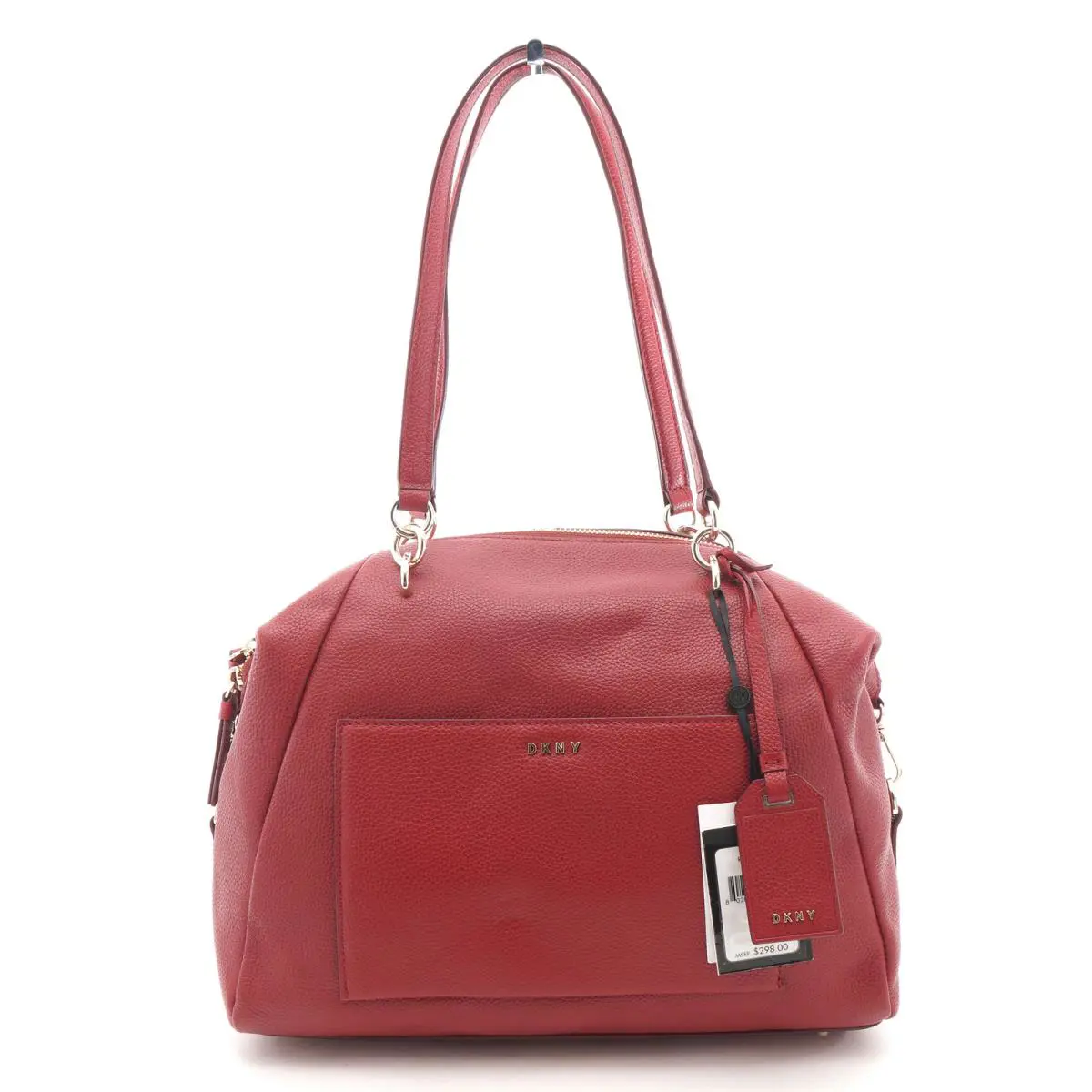 Dkny Chelsea Large Pebble Leather Satchel Purse / Shoulder Bag Dark Red