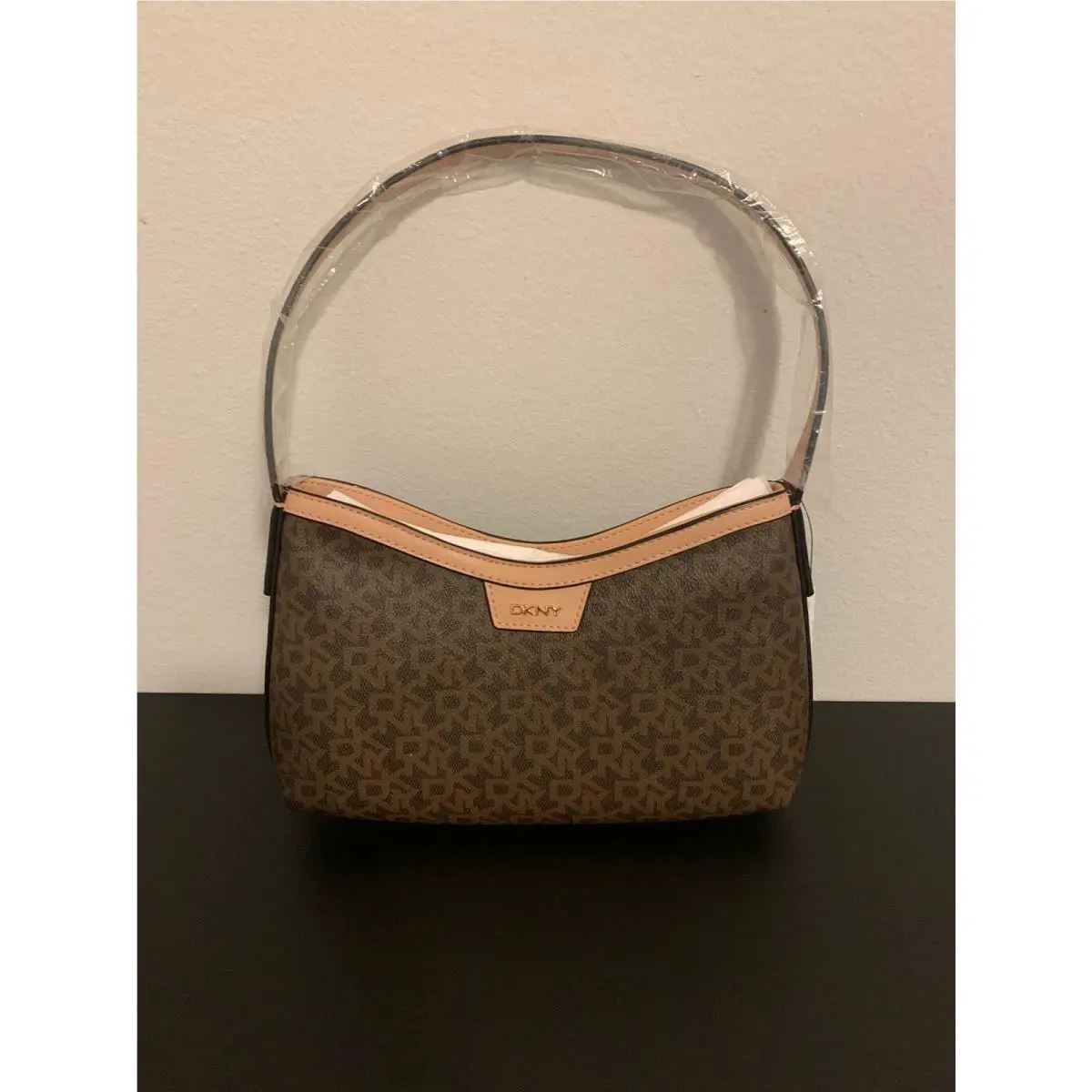 Dkny Heritage Coated Signature Logo 761510601 Brown Shoulder Small Purse Bag