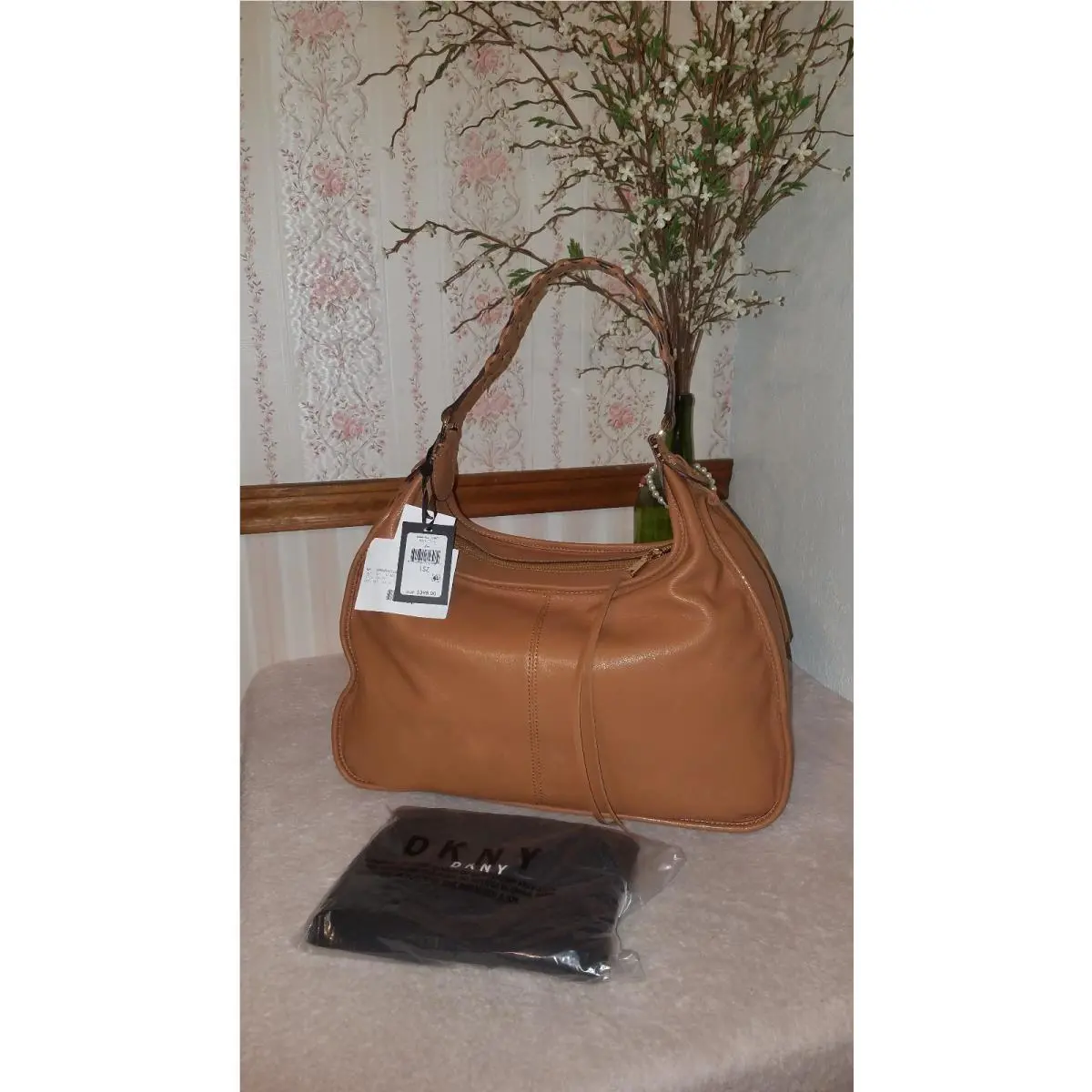 Dkny Shanna Large Hobo Fog Brown Leather Shoulder Bag