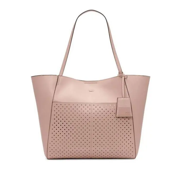 Dkny Peyton Large Perforated Tote Bag In Rosewater Pink - Exterior: Pink, Lining: Beige, Handle/Strap: Pink