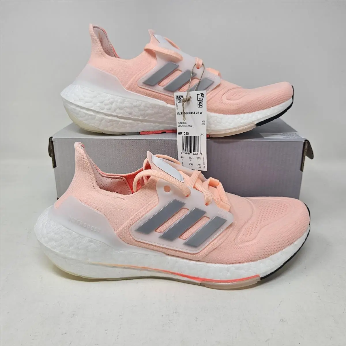 Wmns Adidas Ultraboost 22 Athletic Running Shoe / Pink White / HR1030 / Size 6 - Pink