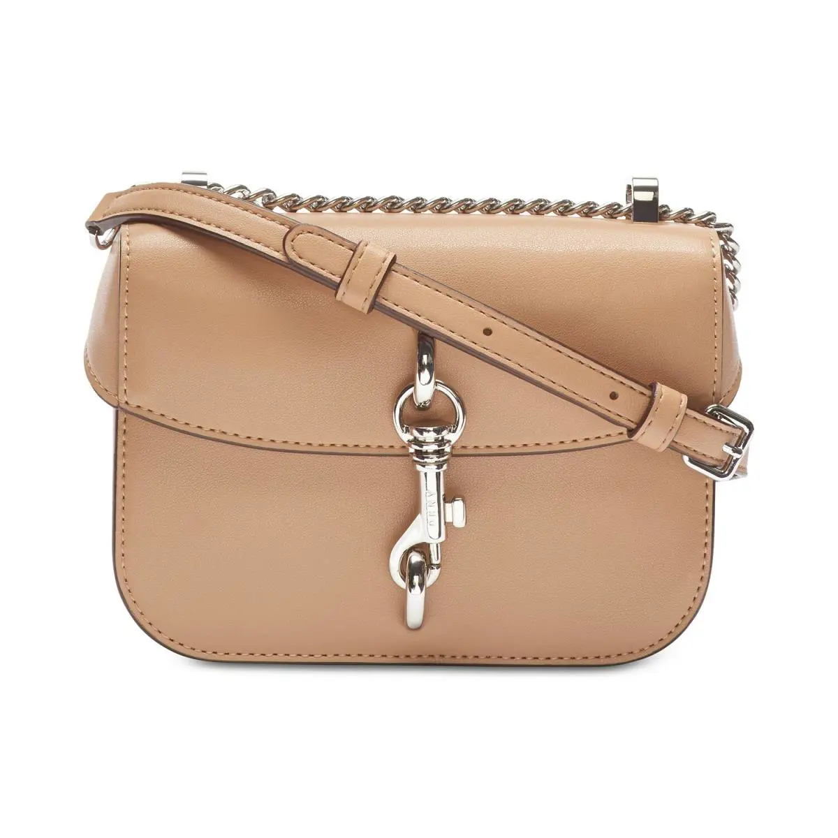 Dkny Ink Mini Leather Flap Crossbody Bag Beige