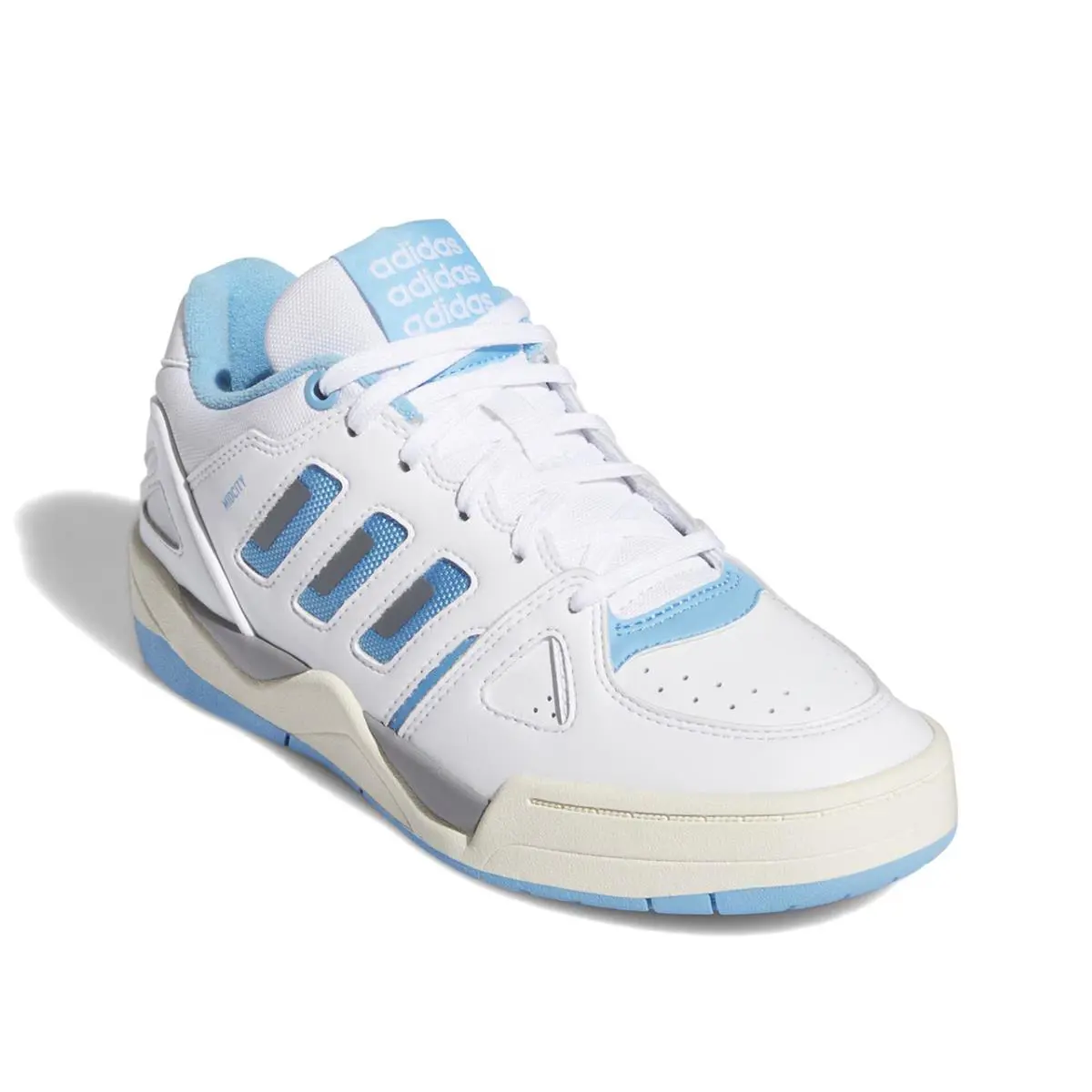 Woman`s Sneakers 8 Med Adidas Mid City Basketball Shoe IG3721 Model Blue/white