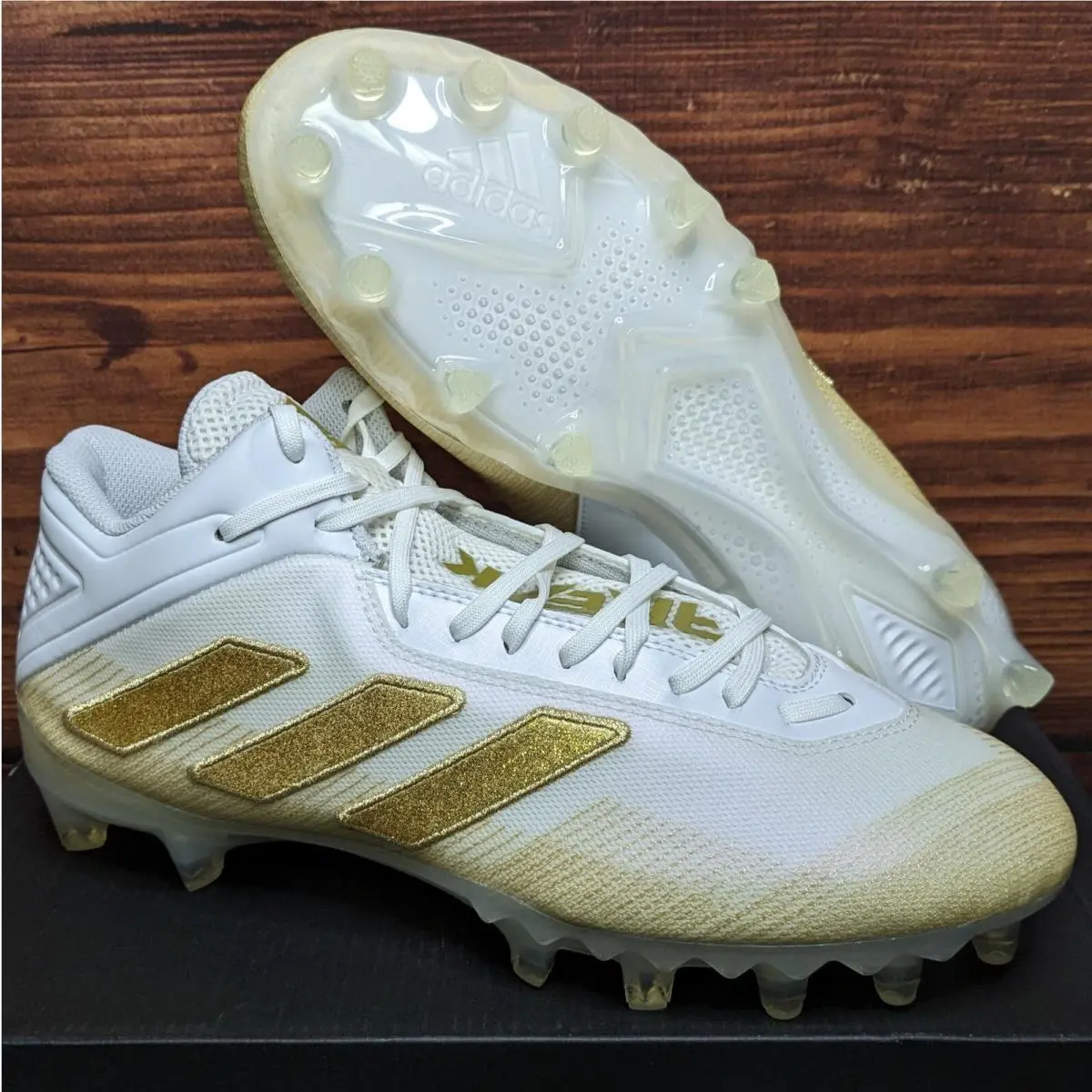 Adidas Freak Carbon 20 Men`s 10.5 White Gold Metallic Football Cleats EH3461