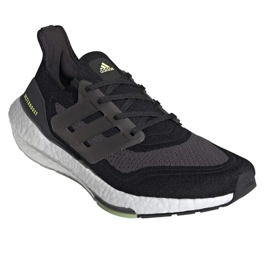 Adidas Men`s Ultraboost 21 Running Shoes Black/silver/yellow FY0374 Size 6