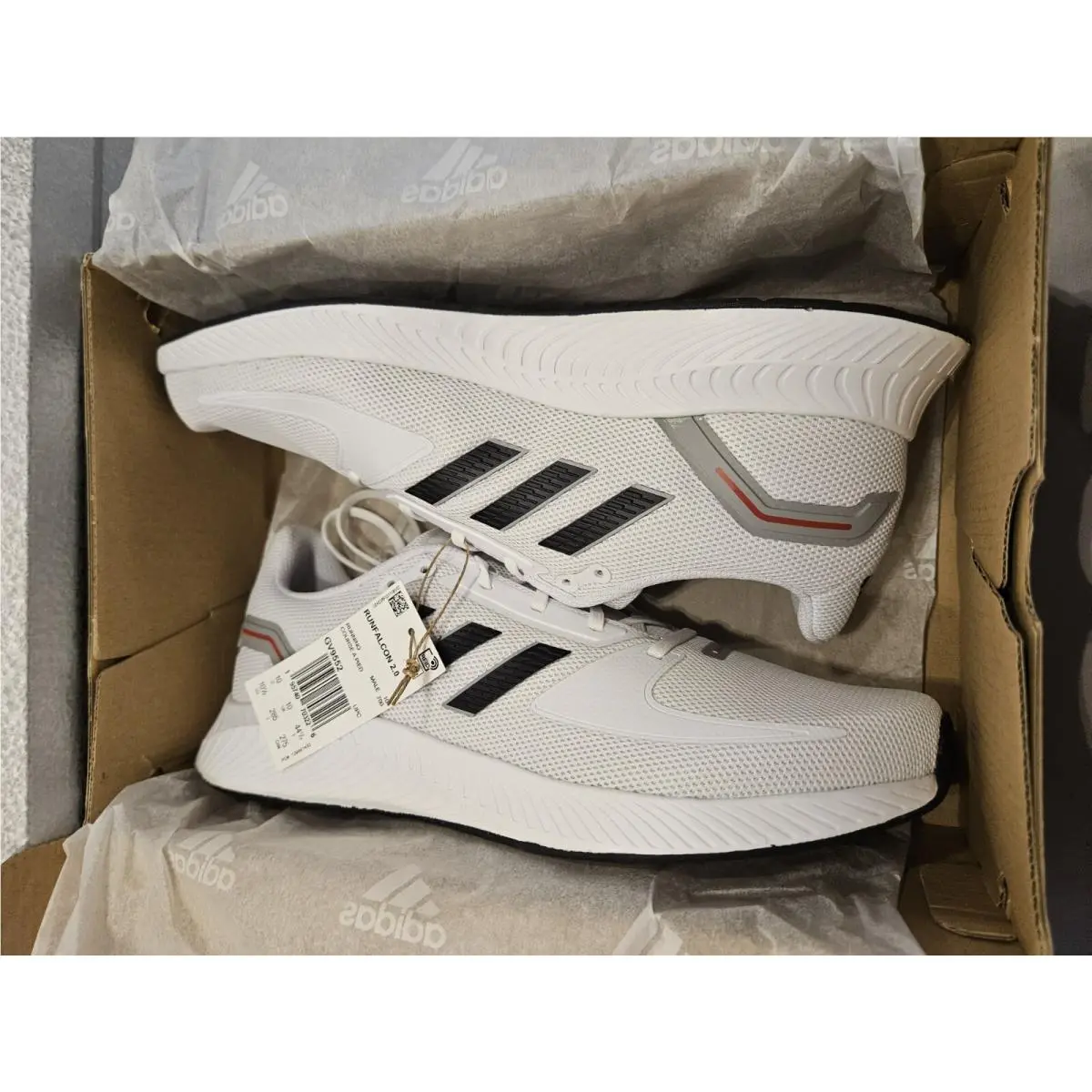 Adidas Men`s Runfalcon 2.0 White Black Red Size 10.5