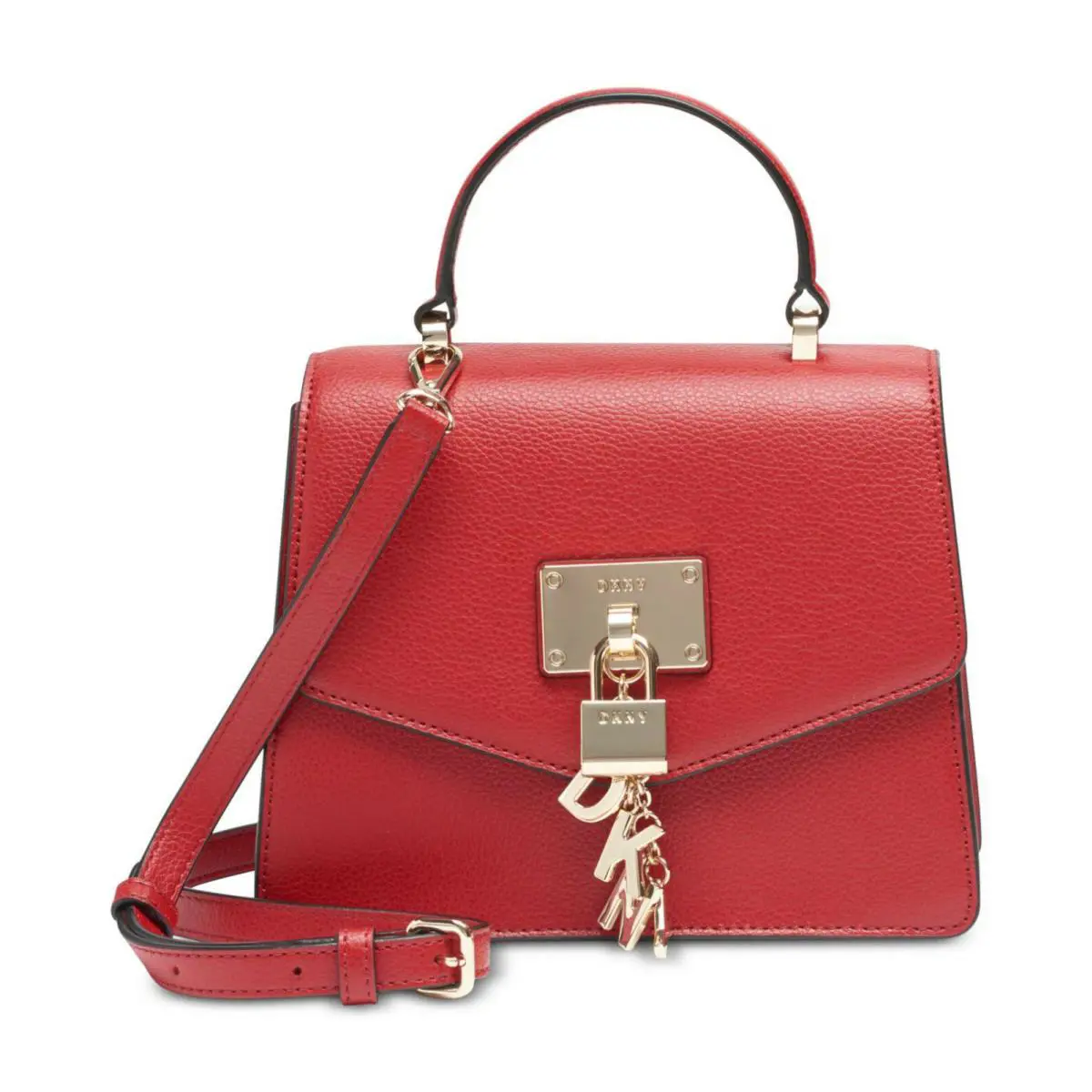 Dkny Elissa Top Handle Leather Satchel IN Red - Exterior: Red