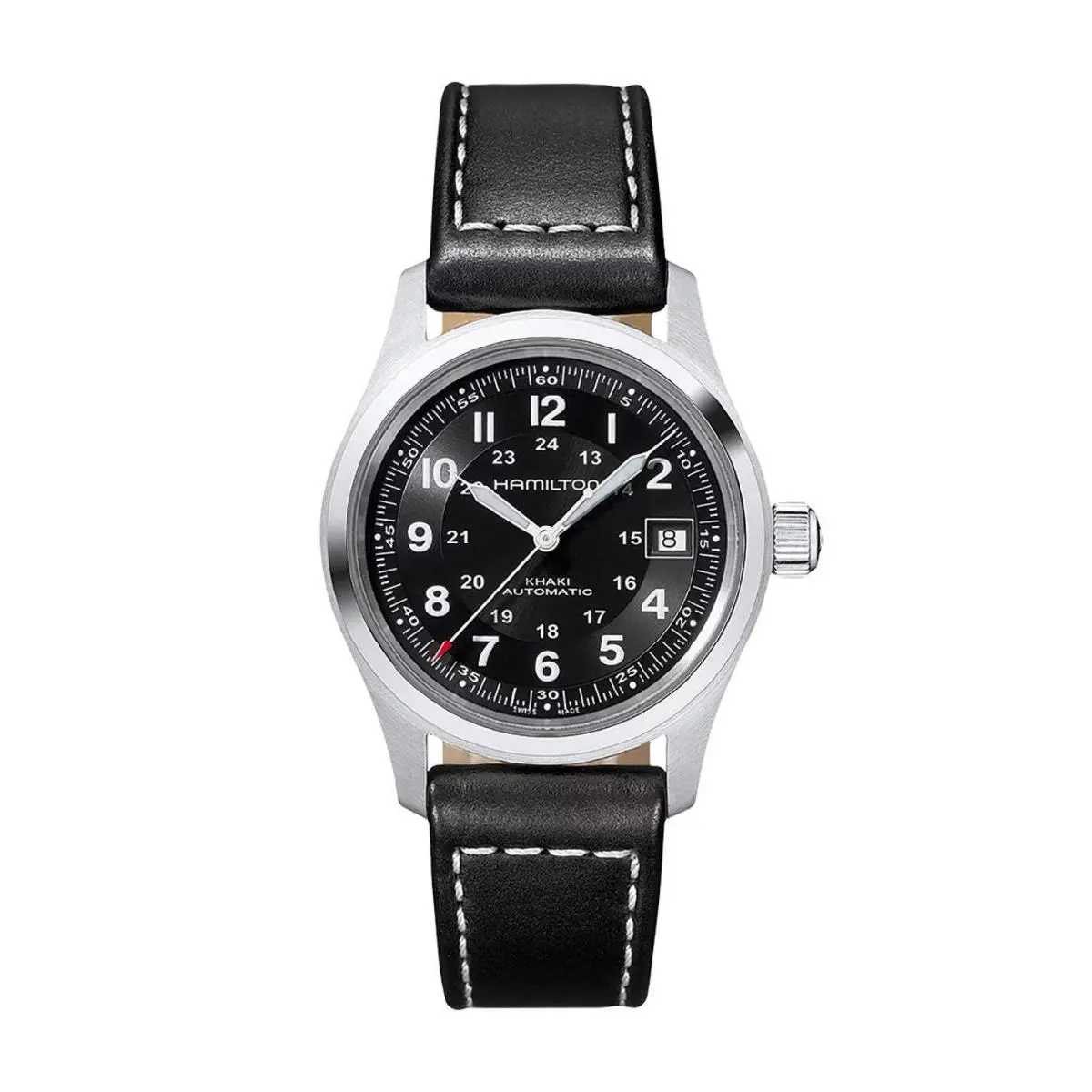 Hamilton Khaki Field Black / Leather Black Dial Wristwatch H70455733