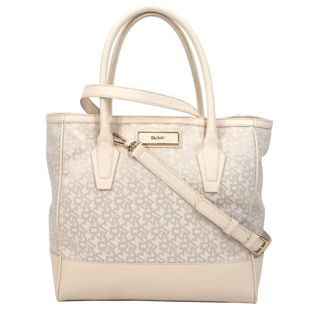 Dkny Town Country Jacquard Ivory Saffiano Large Shopper Tote