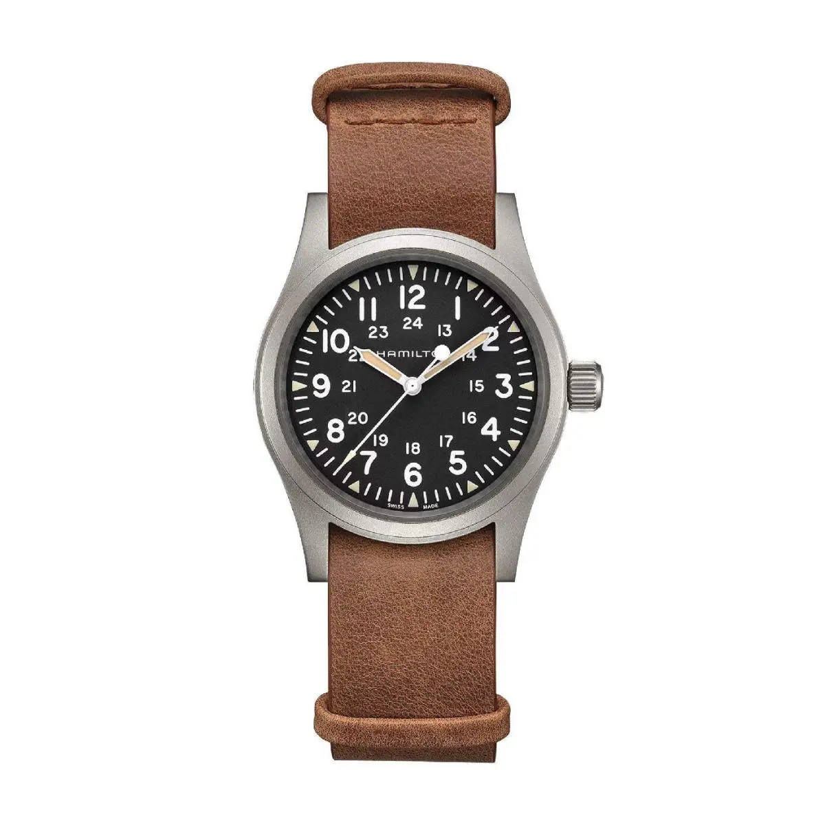 Hamilton Khaki Field Black / Leather Black Dial Wristwatch H69439531