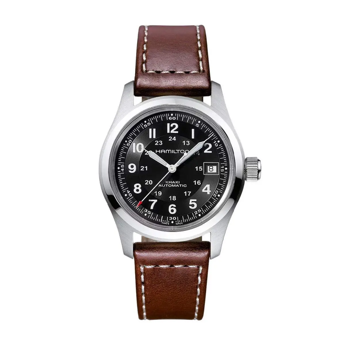 Hamilton Khaki Field Black / Leather Black Dial Wristwatch H70455533
