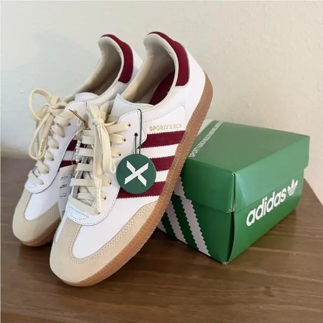 Adidas Samba OG Sporty Rich Cream White/collegiate Burgundy IF5660 M 8.5 W 9.5