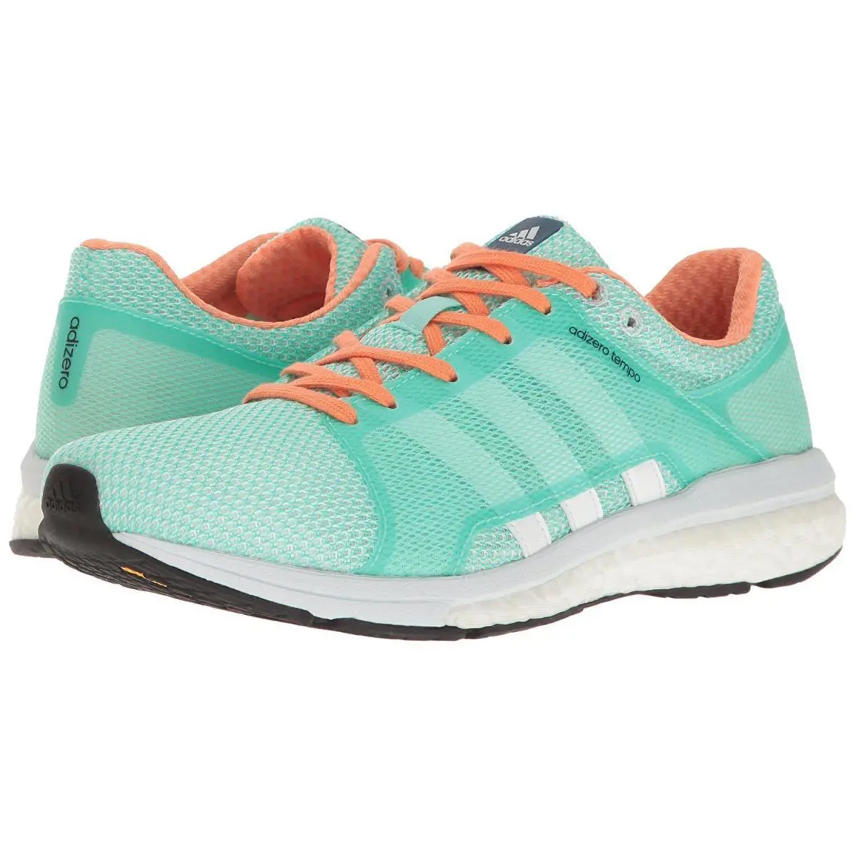 Adidas Adizero Tempo Low Running Sneakers Trainers Women Shoes Green Size 10 - Green/White/Orange - BA8095
