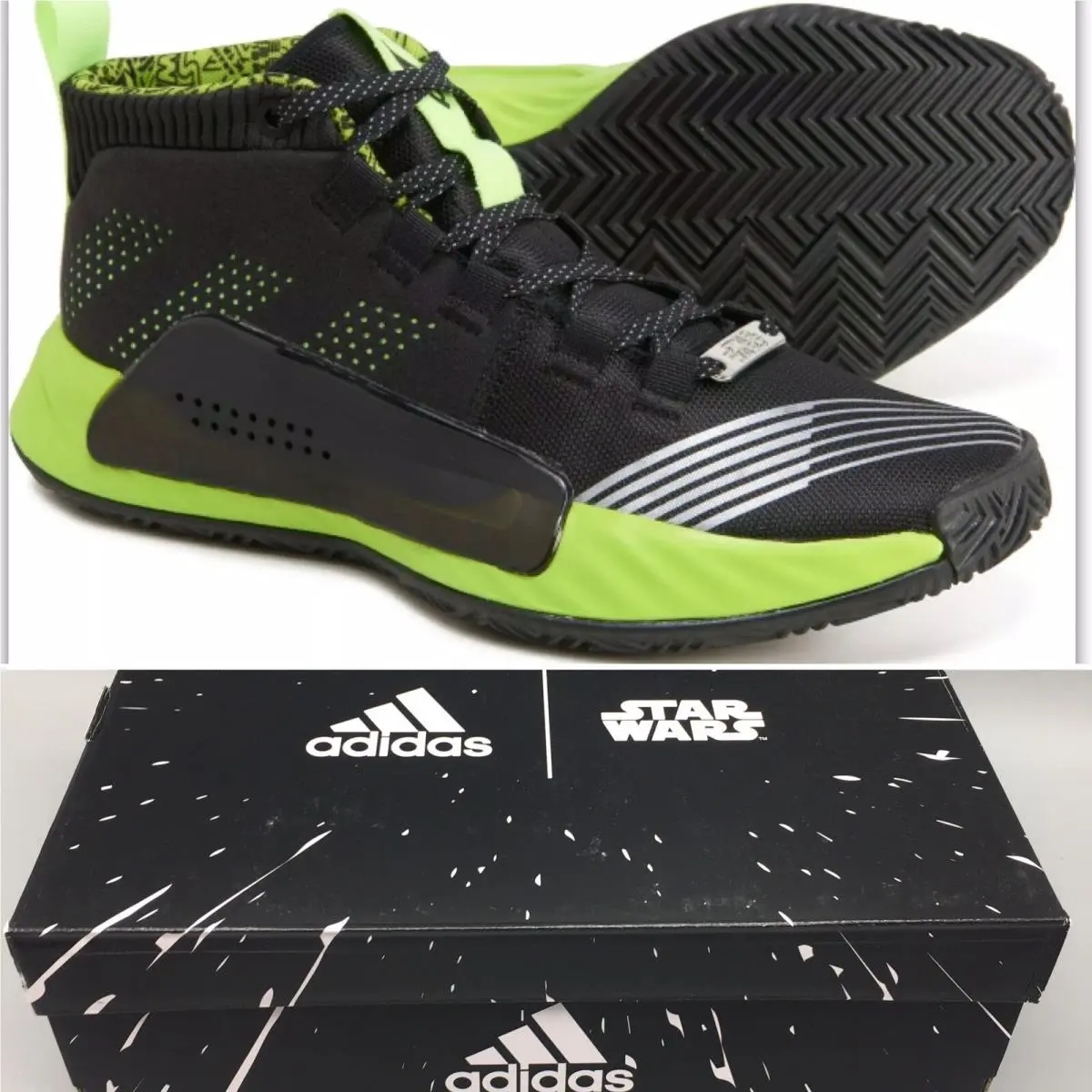 Adidas Star Wars Lightsaber Dame 5 Basketball Shoes Sneaker Black Green Youth 6