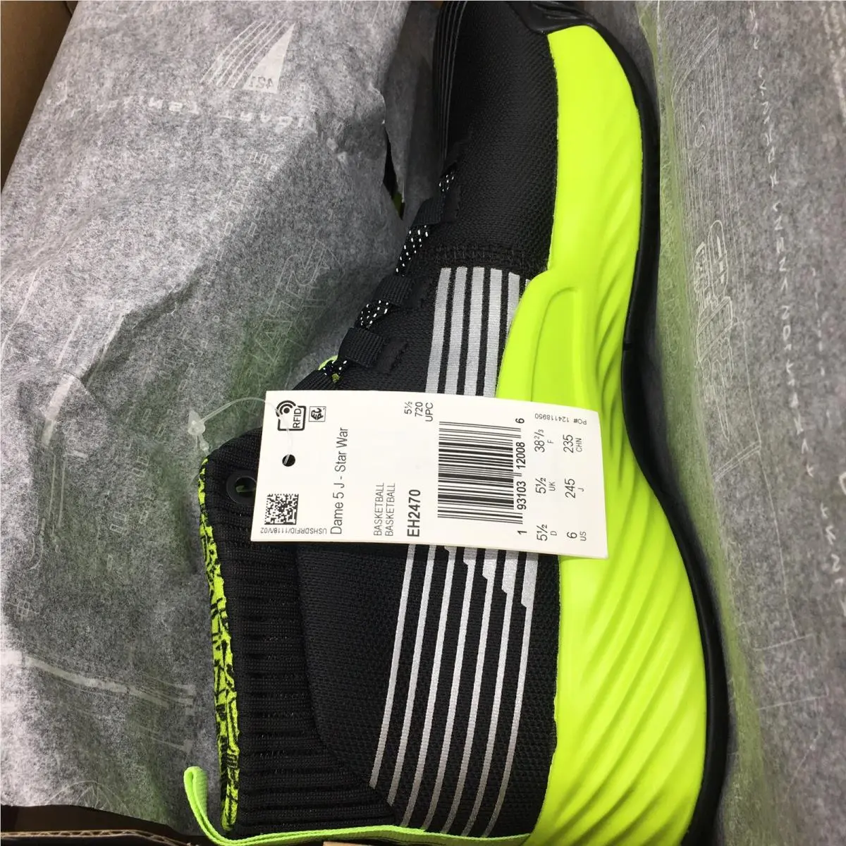 Adidas shoes - adidas Dame 5 Star Wars Lightsaber - EH2470 - Black, s: Black Neon Green Silver 0