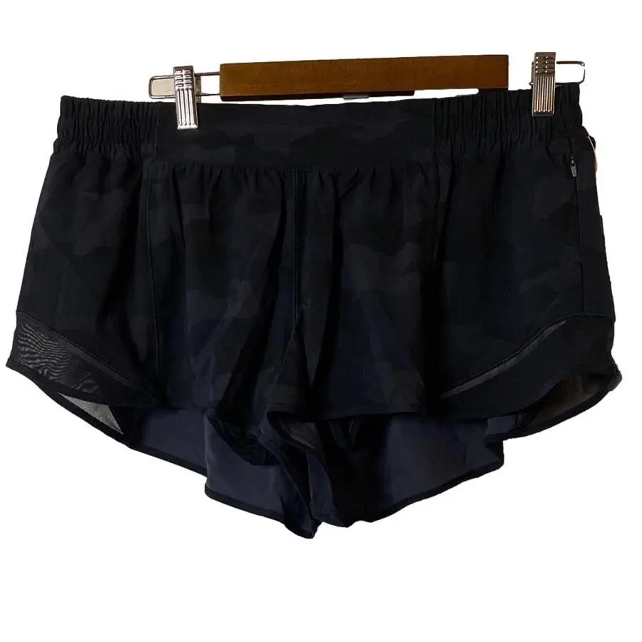 Lululemon Hotty Hot Low-rise Lined Short 2.5 Camo Deep Coal Multi Black 14