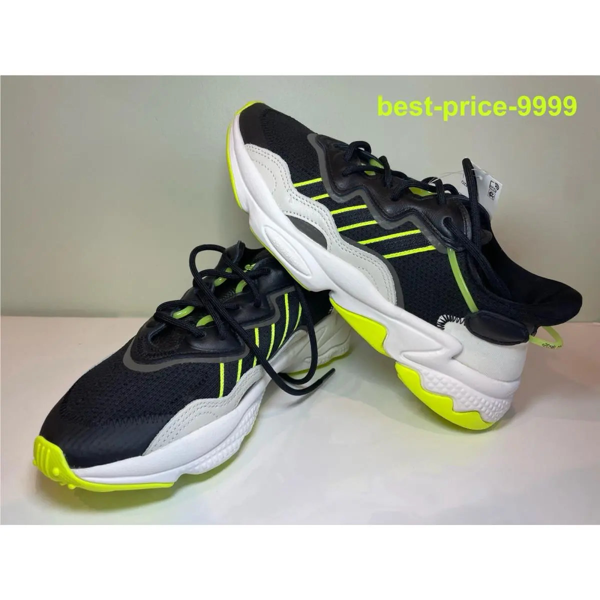 Adidas Originals - Size 8 - Men`s Shoes Ozweego Black Yellow Sneakers