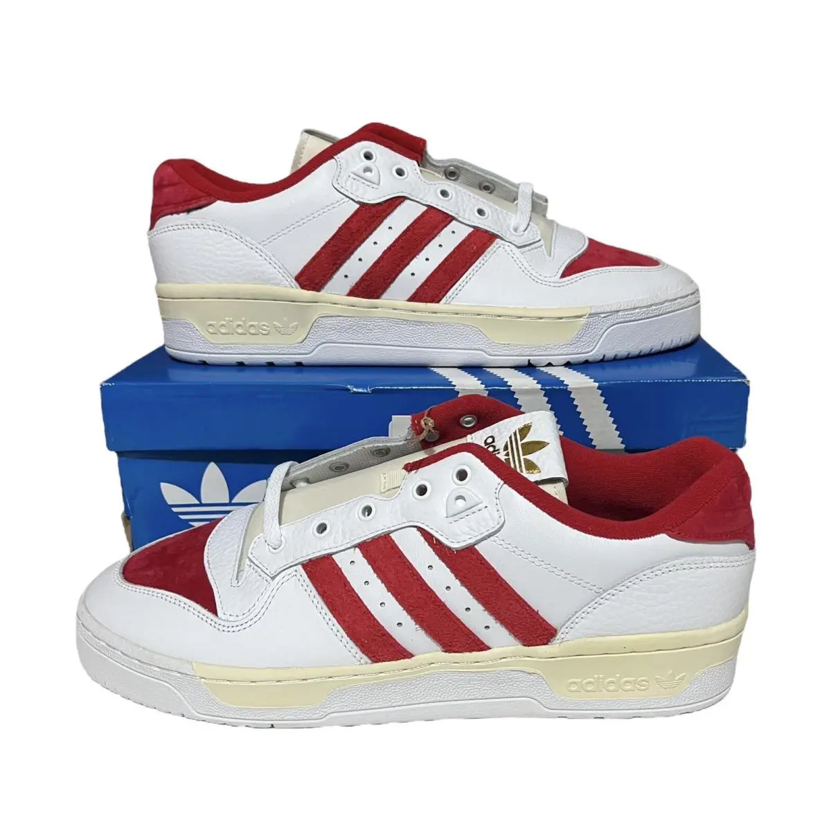 GY5867 Adidas Mens Rivalry Low Premium White/scarlet Casual Sneakers Sz 11.5 - Red